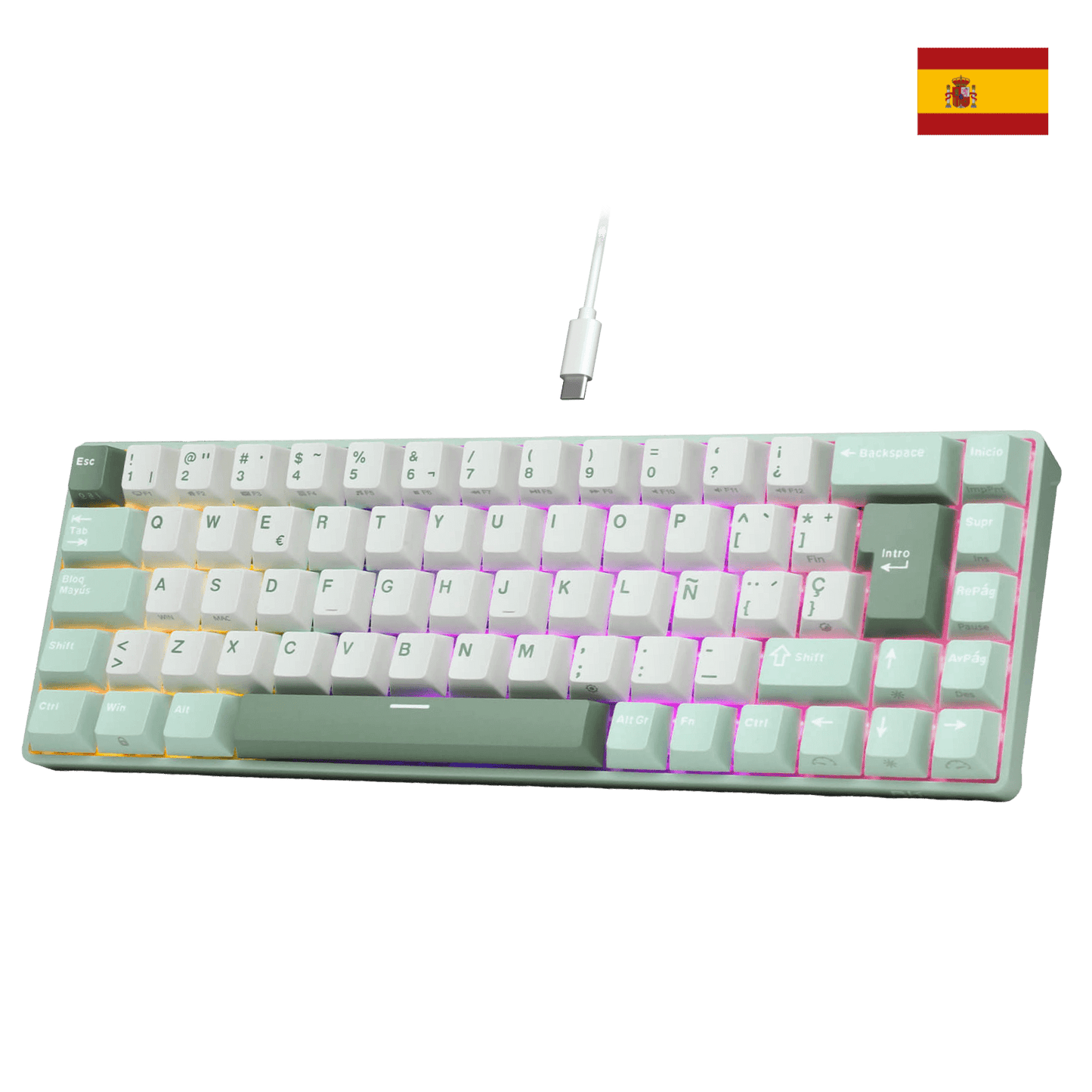 RK ROYAL KLUDGE C68 Spanish ES Layout Hall Effect Mechanical Gaming Keyboard, 65% HE Magnetic Switch Wired RGB Keyboard, Hot Swappable, Rapid Trigger Adjustable Actuation, 8K Polling Rate, Pro Web Driver for Mac &Win
