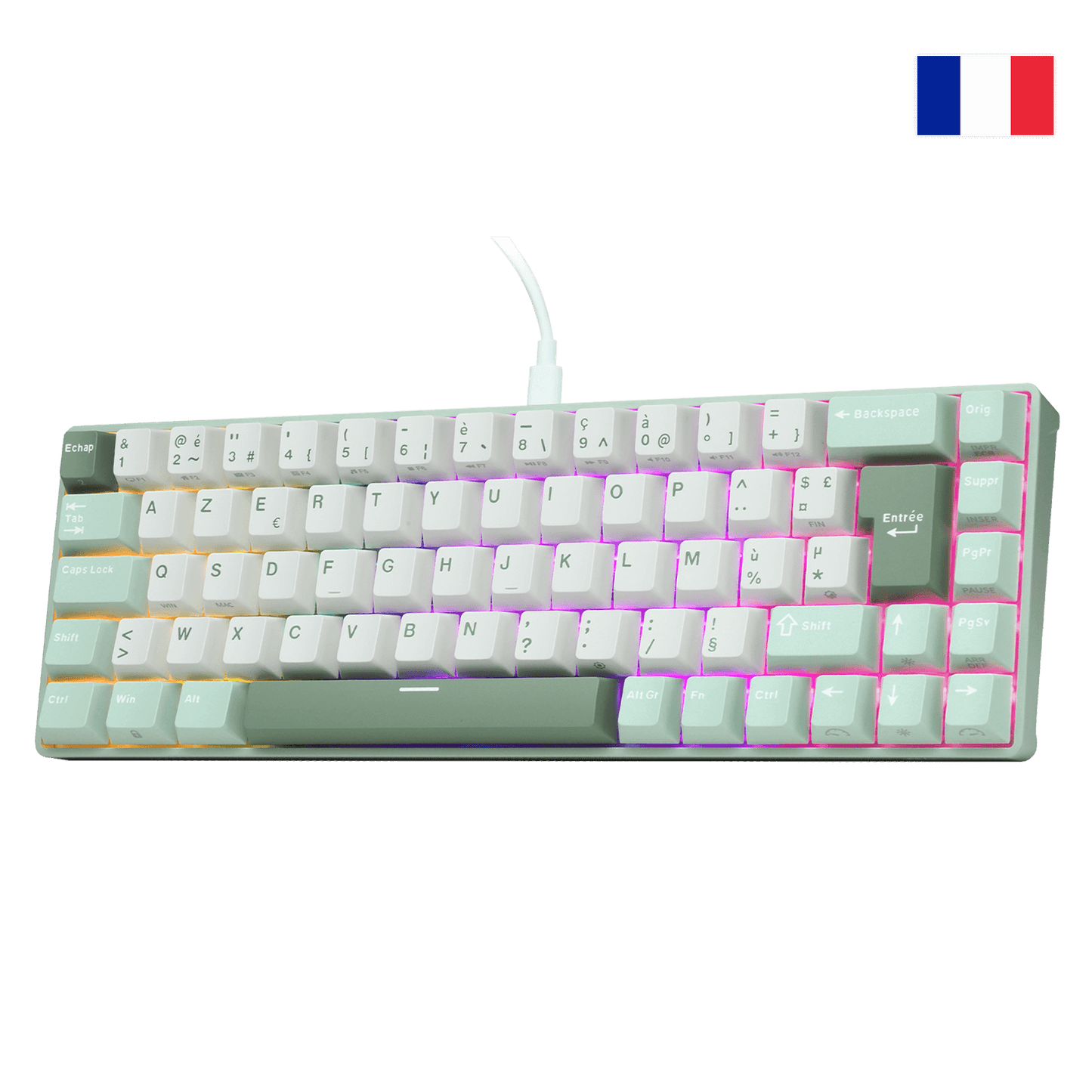 RK ROYAL KLUDGE C68 French Layout Hall Effect Mechanical Gaming Keyboard,  65% HE Magnetic Switch Wired RGB Keyboard, Hot Swappable, Rapid Trigger Adjustable Actuation, 8K Polling Rate, Pro Web Driver for Mac &Win