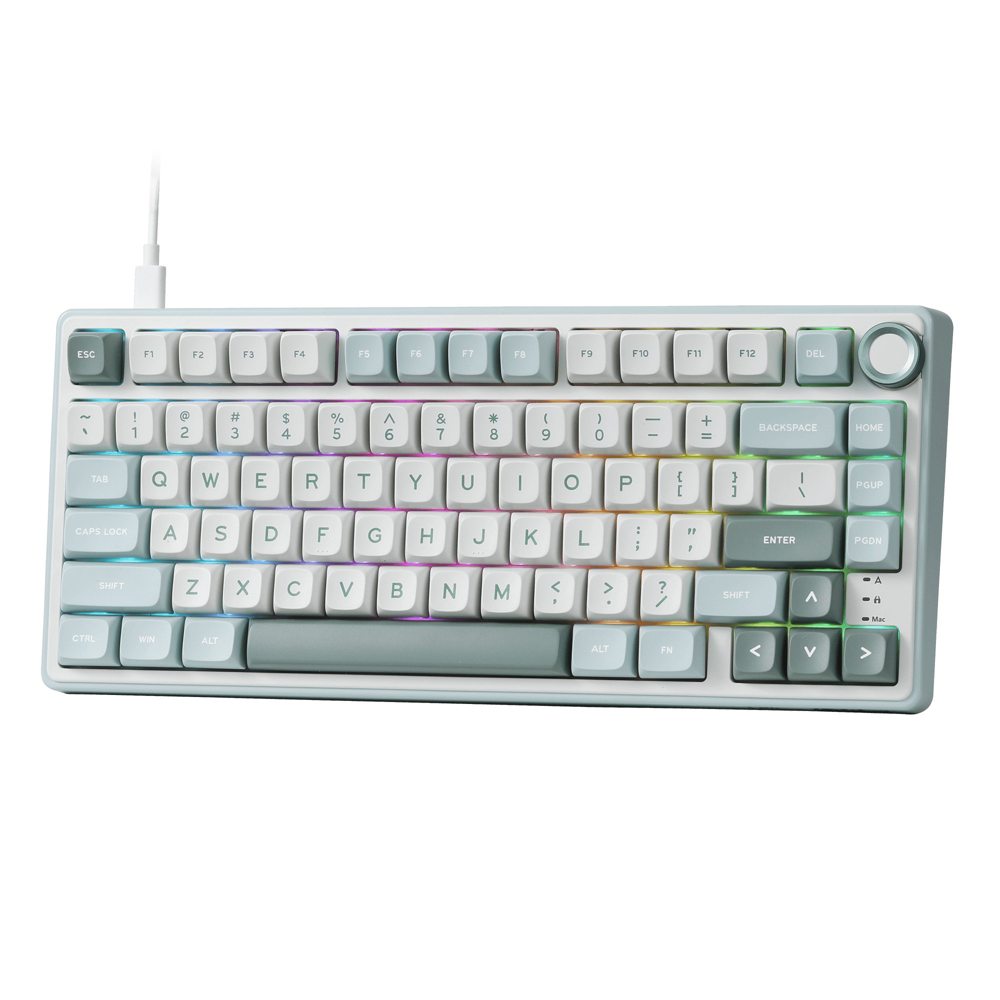 RK ROYAL KLUDGE R75 Mechanical Keyboard Wired with Volume Knob, 75% Custom Gaming Keyboard Gasket Mount RGB Backlit with Software, MDA Profile, PBT Keycaps, Hot Swappable Linear Switch Creamy Sound, green