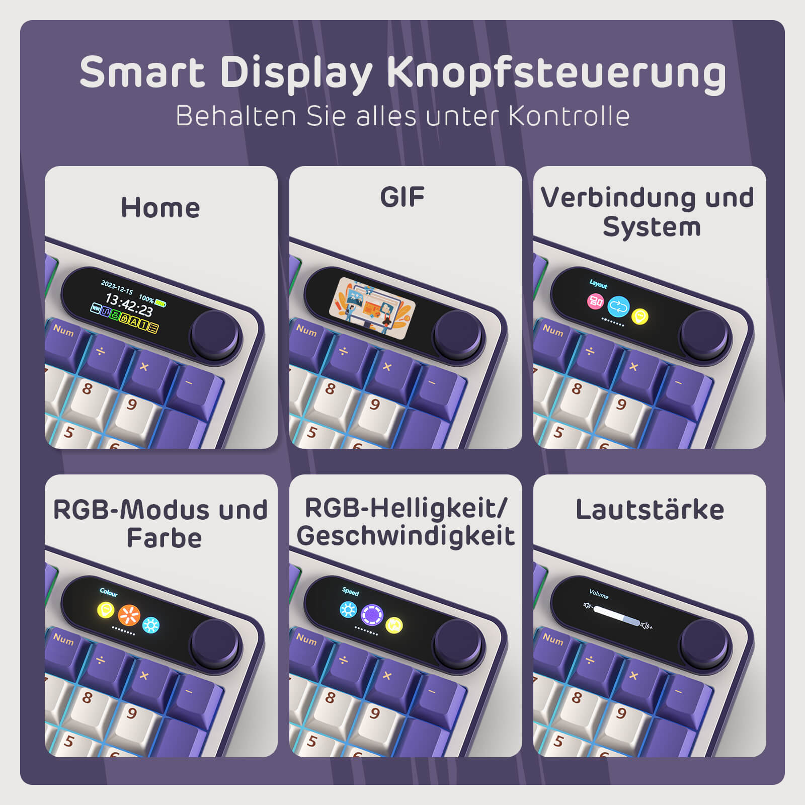 RK ROYAL KLUDGE S98 Mechanische Tastatur mit Smart Display & Knopf, Top Mount 96% Kabellose Mechanische Tastatur BT/2.4G/USB-C, Hot-Swap-fähige, Software-Unterstützung, Massiver Akku, 98 Tasten