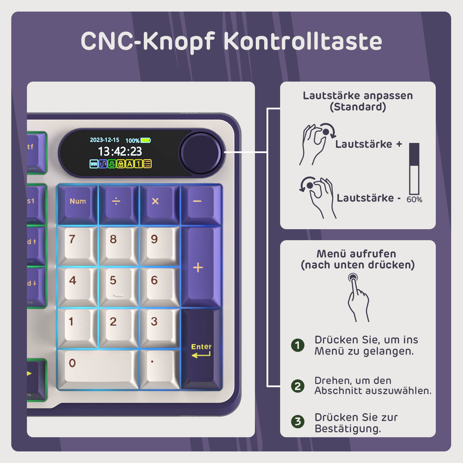 RK ROYAL KLUDGE S98 Mechanische Tastatur mit Smart Display & Knopf, Top Mount 96% Kabellose Mechanische Tastatur BT/2.4G/USB-C, Hot-Swap-fähige, Software-Unterstützung, Massiver Akku, 98 Tasten