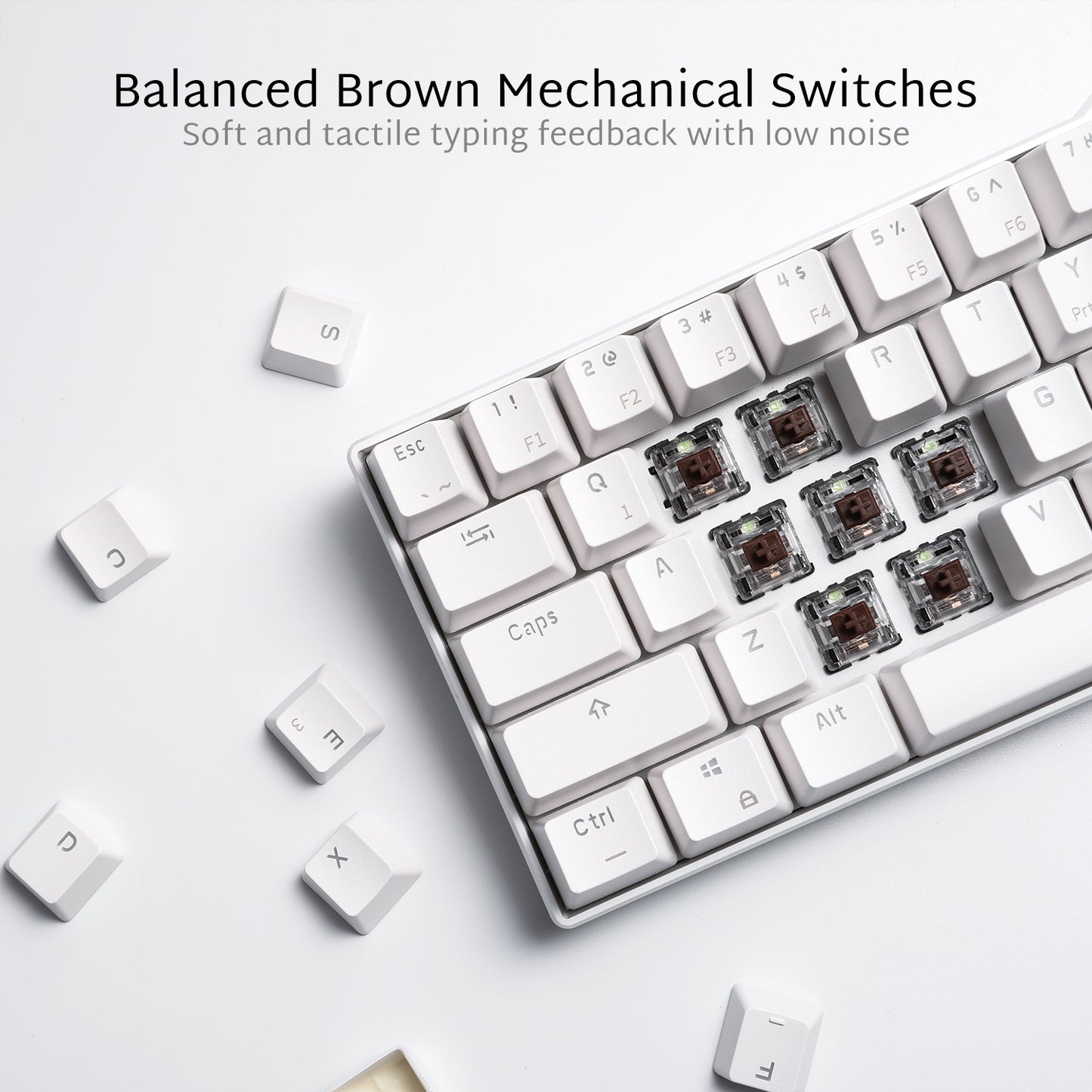 RK ROYAL KLUDGE RK61 Keyboard with brown switches