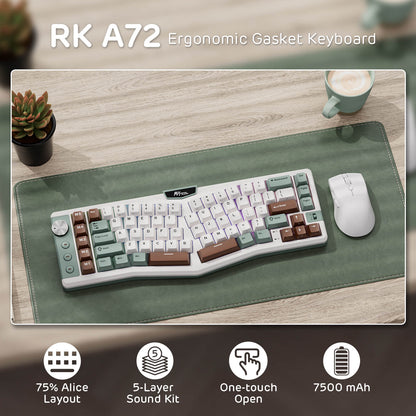 A72 68% Ergonomic Alice Layout Mechanical Keyboard