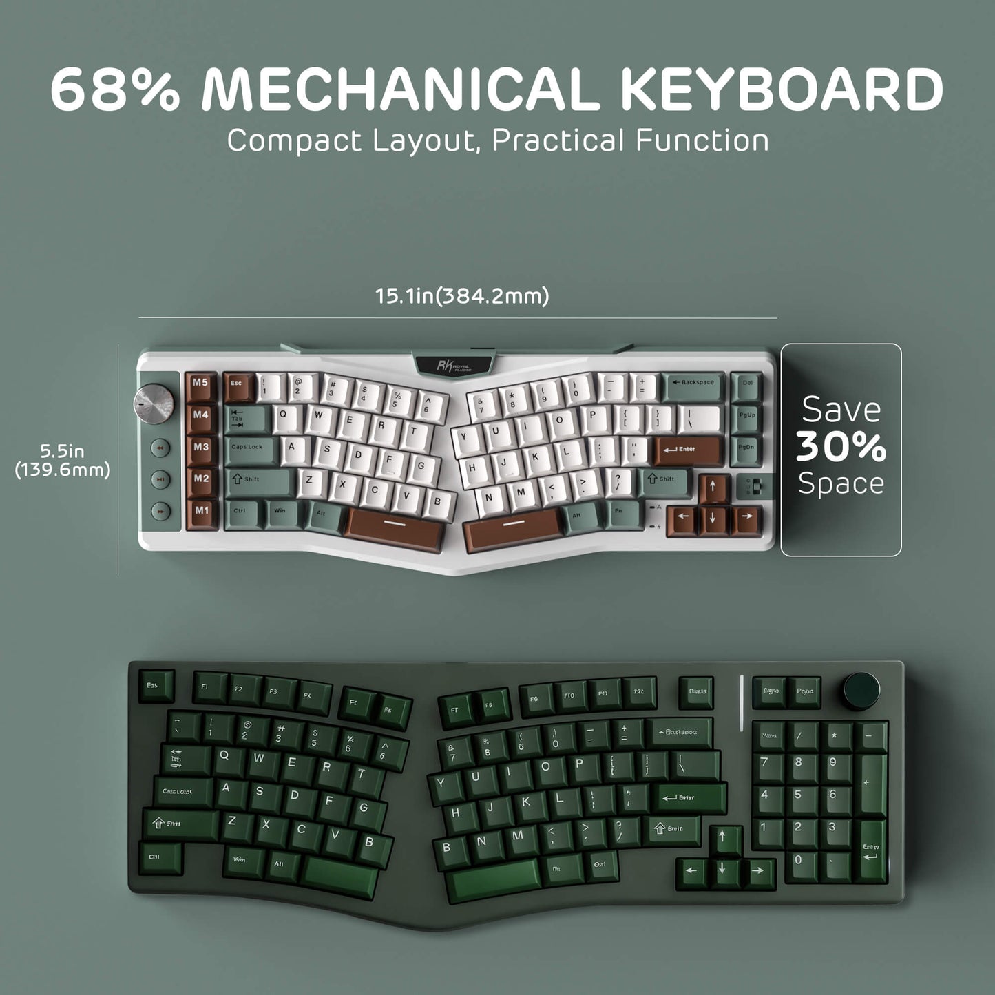 A72 68% Ergonomic Alice Layout Mechanical Keyboard