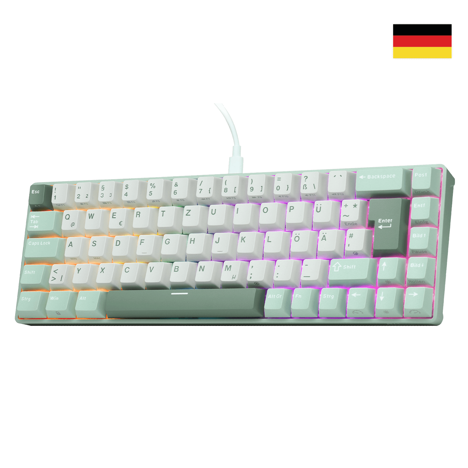 RK ROYAL KLUDGE C68 German Layout Hall Effect Mechanical Gaming Keyboard,  65% HE Magnetic Switch Wired RGB Keyboard, Hot Swappable, Rapid Trigger Adjustable Actuation, 8K Polling Rate, Pro Web Driver for Mac &Win 