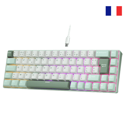 RK ROYAL KLUDGE C68 French FR Layout Hall Effect Mechanical Gaming Keyboard,  65% HE Magnetic Switch Wired RGB Keyboard, Hot Swappable, Rapid Trigger Adjustable Actuation, 8K Polling Rate, Pro Web Driver for Mac &Win 