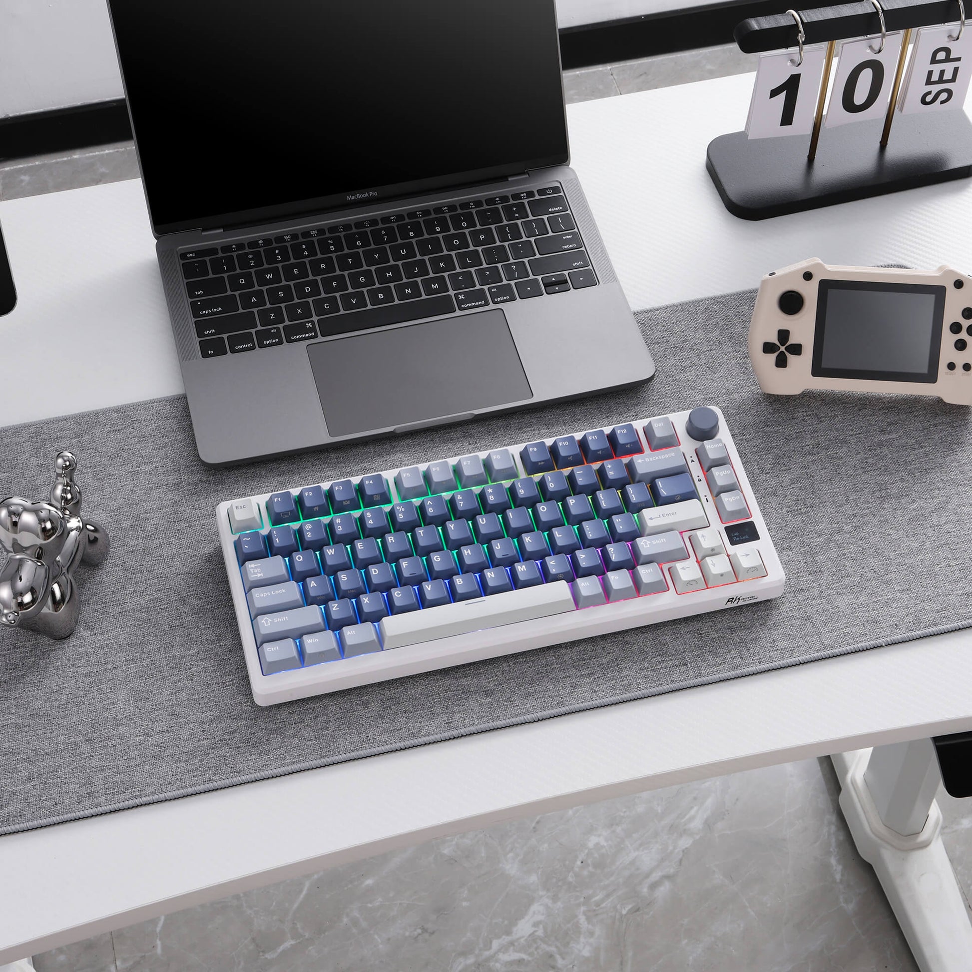 RK ROYAL KLUDGE M75 Wireless Mechanical Keyboard 2.4Ghz/BT5.1/USB-C Gaming Keyboard 75% Layout 81 Keys Gasket Mount with OLED Display & Knob RGB Backlight Hot-Swappable Viridian Switch