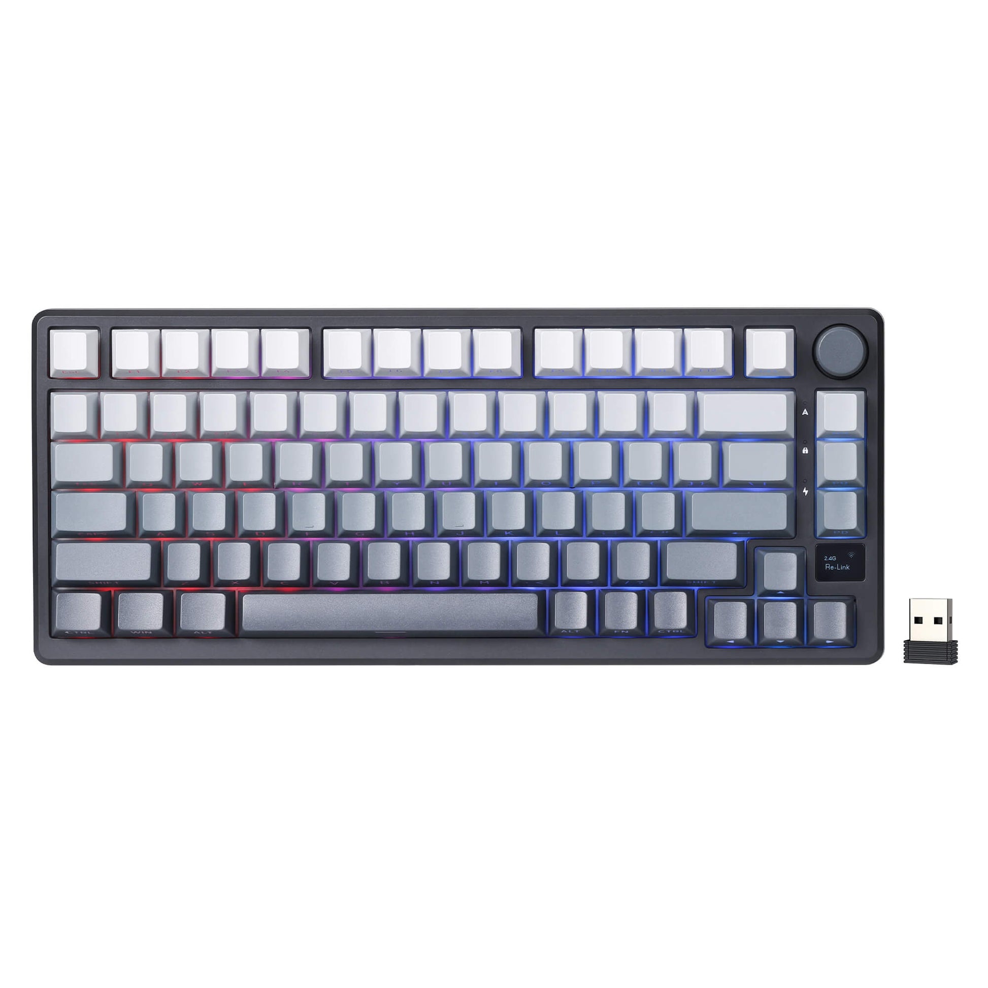 RK ROYAL KLUDGE M75 75% Wireless Mechanical Keyboard, 81 Keys Gasket-Mount, OLED Smart Display, Rotary Knob, Hot-Swappable Pre-Lubed Cloud Switches, Gradient PBT Keycaps, RGB Backlighting, Triple Mode Connectivity for Gaming & Office Use