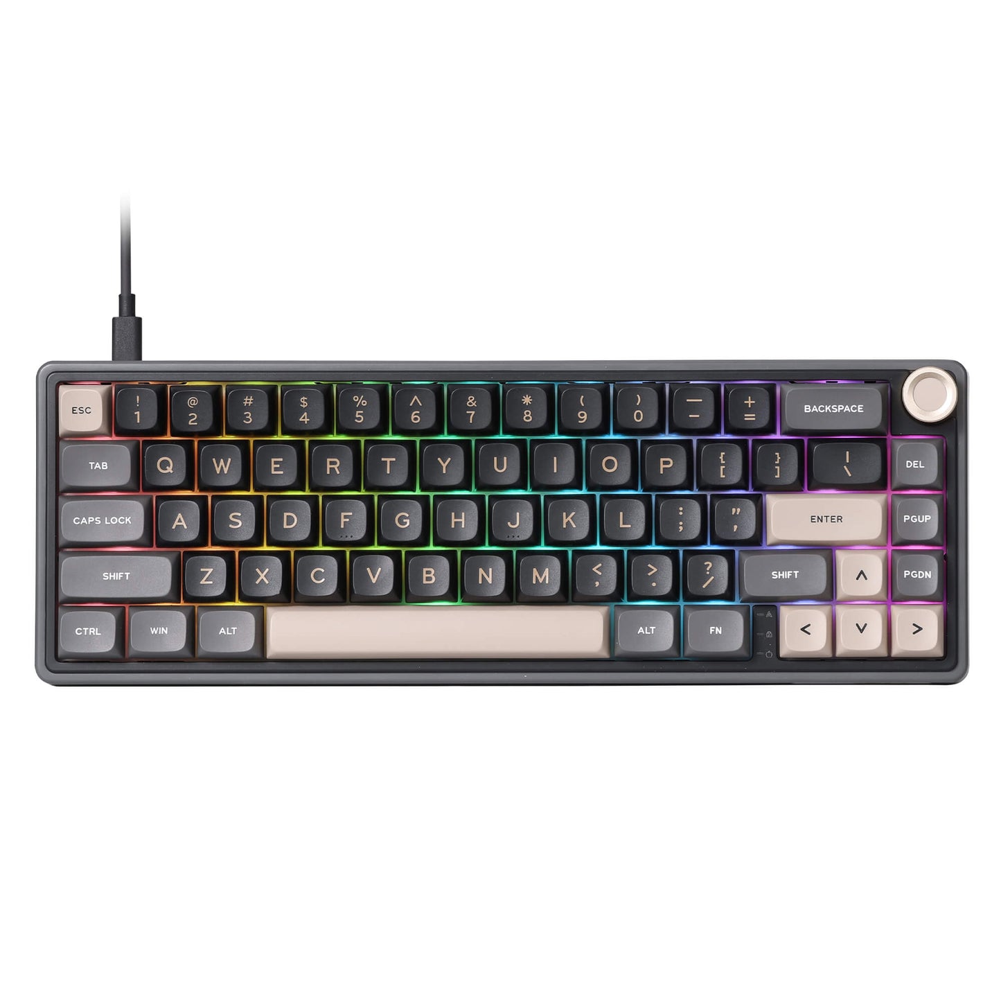 RK ROYAL KLUDGE R65 Wired Mechanical Keyboard with Volume Knob, 60% Percent RGB Backlit Gasket Mount Gaming Keyboard with PBT Keycaps, MDA Profile, QMK/VIA, 66 Keys Hot Swappable Cream Switch, Black