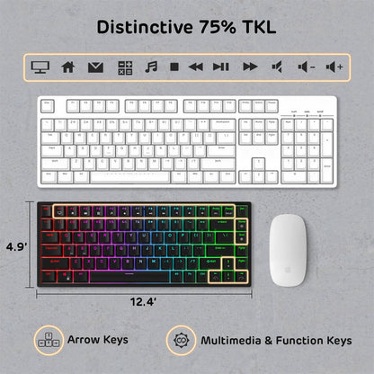 RK ROYAL KLUDGE RK84 Wired RGB 75% 84 Keys Tenkeyless TKL  Hot Swappable Mechanical Keyboard black