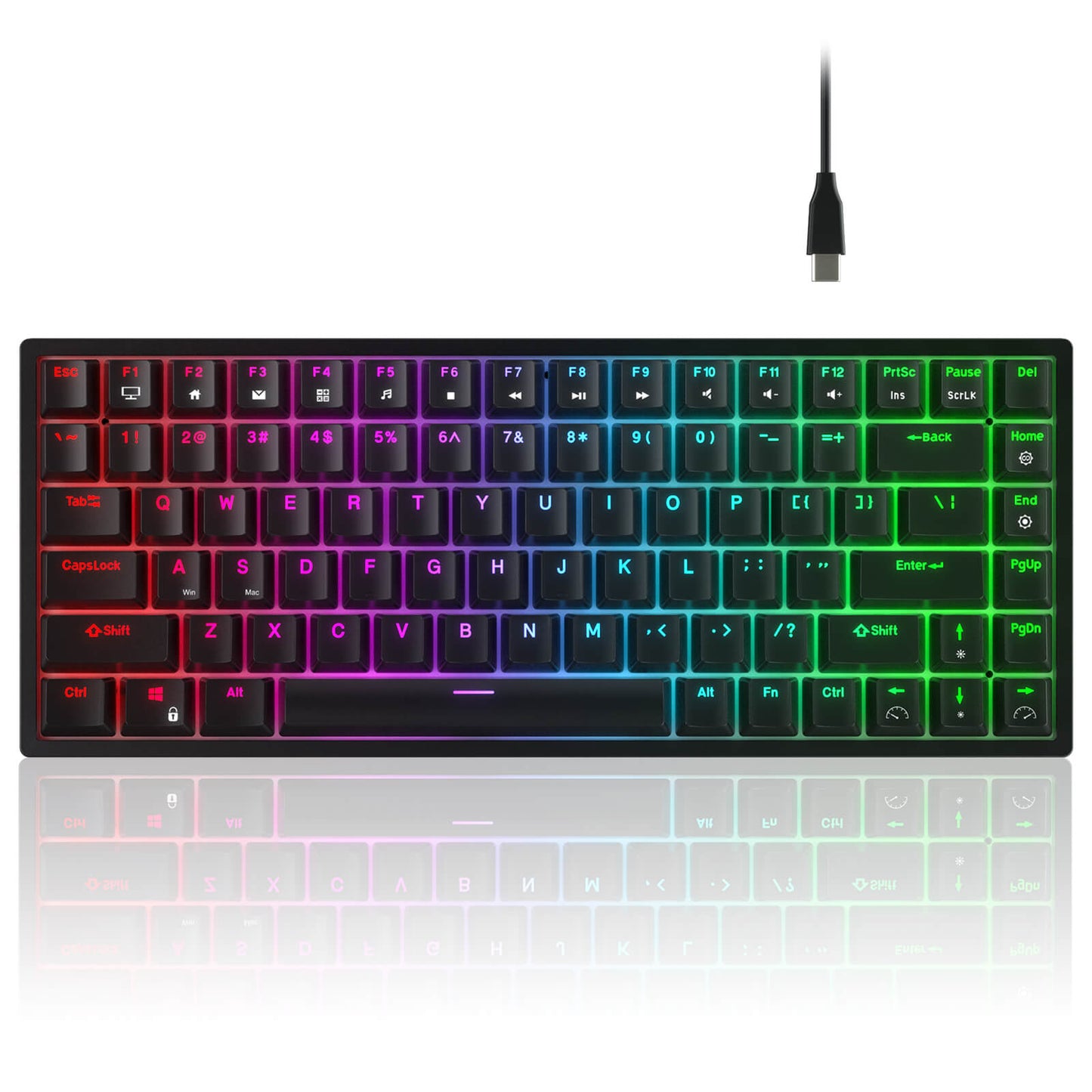 RK ROYAL KLUDGE RK84 Wired RGB 75% Hot Swappable Mechanical Keyboard, 84 Keys Tenkeyless TKL Gaming Keyboard w/Programmable Software and High-Capacity Battery, RK Red Switch black