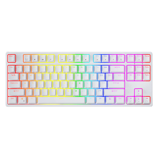 White RK87 87keys Tenkeyless TKL Wireless Mechanical Gaming Keyboard Front View with RGB Backlighting