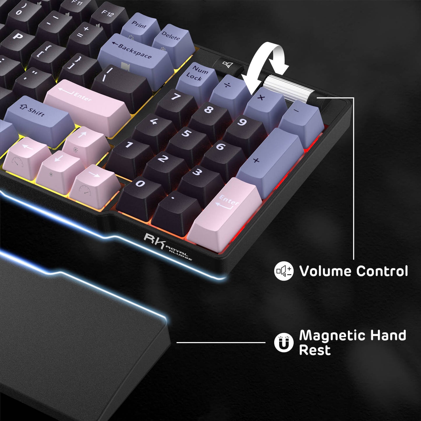 RK ROYAL KLUDGE RK96 RGB Limited Ed, 90% 96 Keys Wireless Triple Mode BT5.0/2.4G/USB-C Hot Swappable Mechanical Keyboard w/Wrist Rest, Software Support & Massive Battery