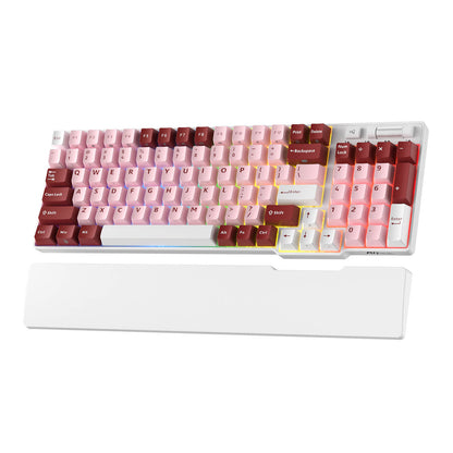 RK ROYAL KLUDGE RK96 RGB Limited Ed, 90% 96 Keys Wireless Triple Mode BT5.0/2.4G/USB-C Hot Swappable Mechanical Keyboard w/Wrist Rest, Software Support & Massive Battery in Darling Pink