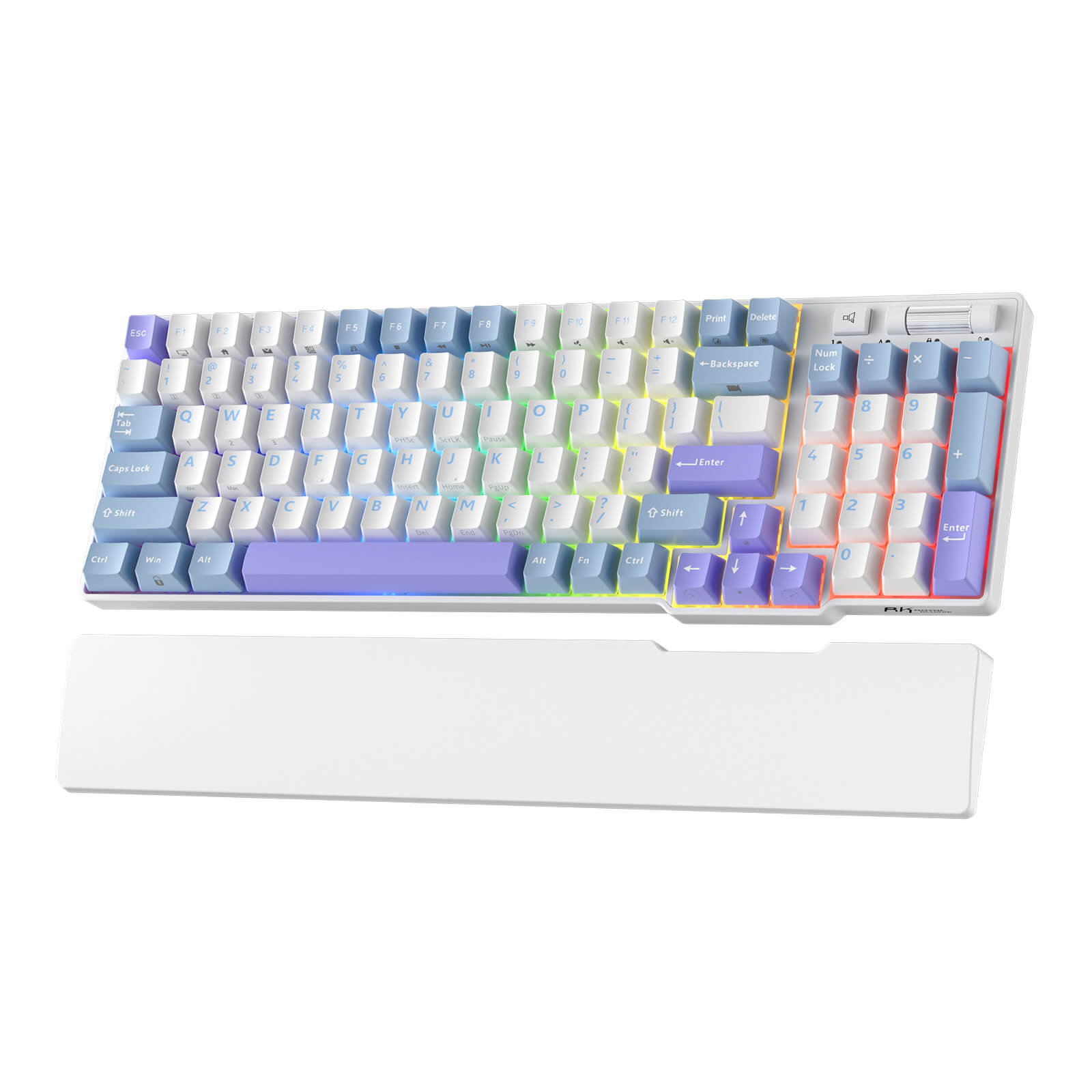 RK ROYAL KLUDGE RK96 RGB Limited Ed, 90% 96 Keys Wireless Triple Mode BT5.0/2.4G/USB-C Hot Swappable Mechanical Keyboard w/Wrist Rest, Software Support & Massive Battery in Taro Milk White