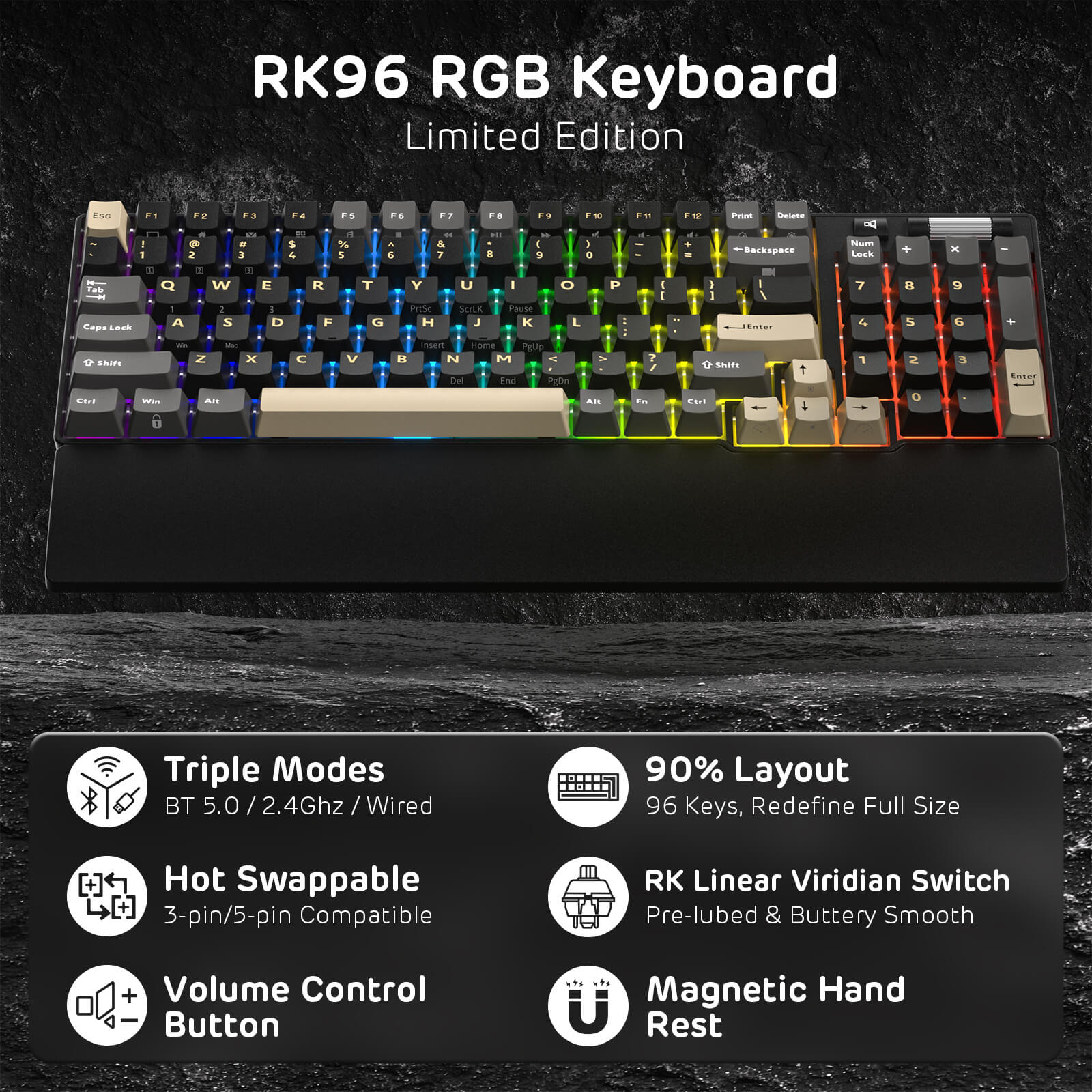 RK ROYAL KLUDGE RK96 Wireless Hot-Swappable RGB Keyboard – RKgaming