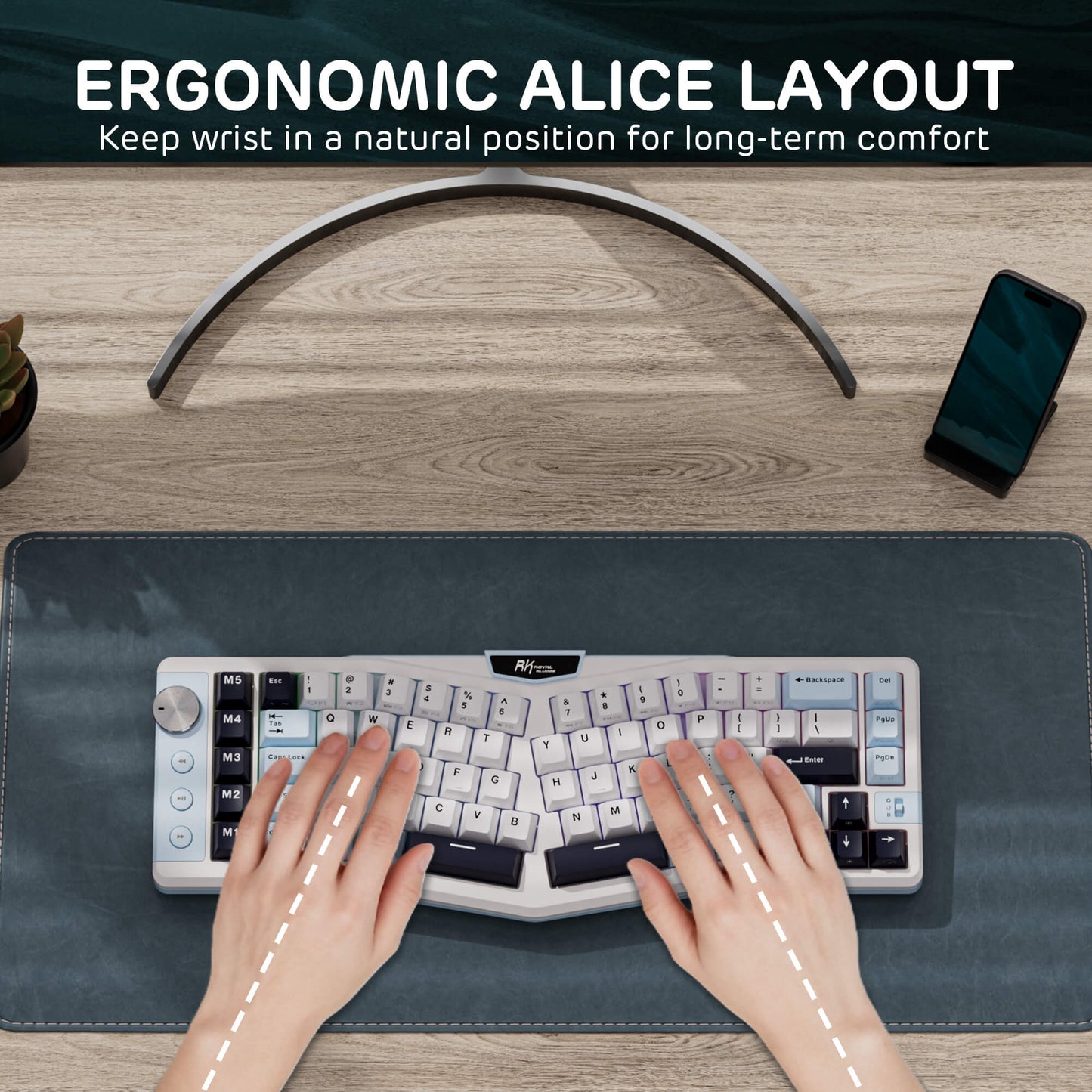 A72 68% Ergonomic Alice Layout Mechanical Keyboard