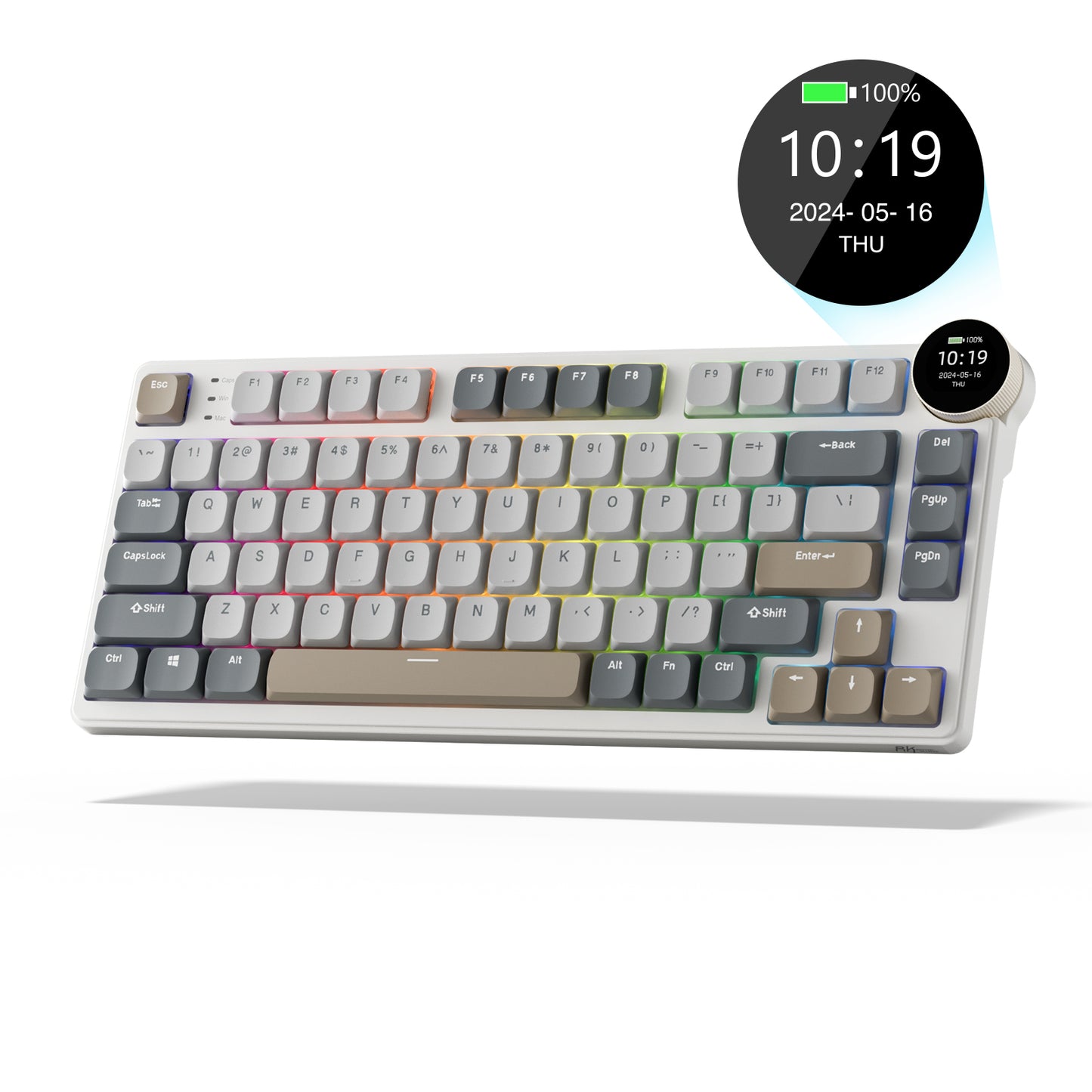 RK ROYAL KLUDGE N80 Low-Profile Mechanical Keyboard w/Smart Display Screen & Knob