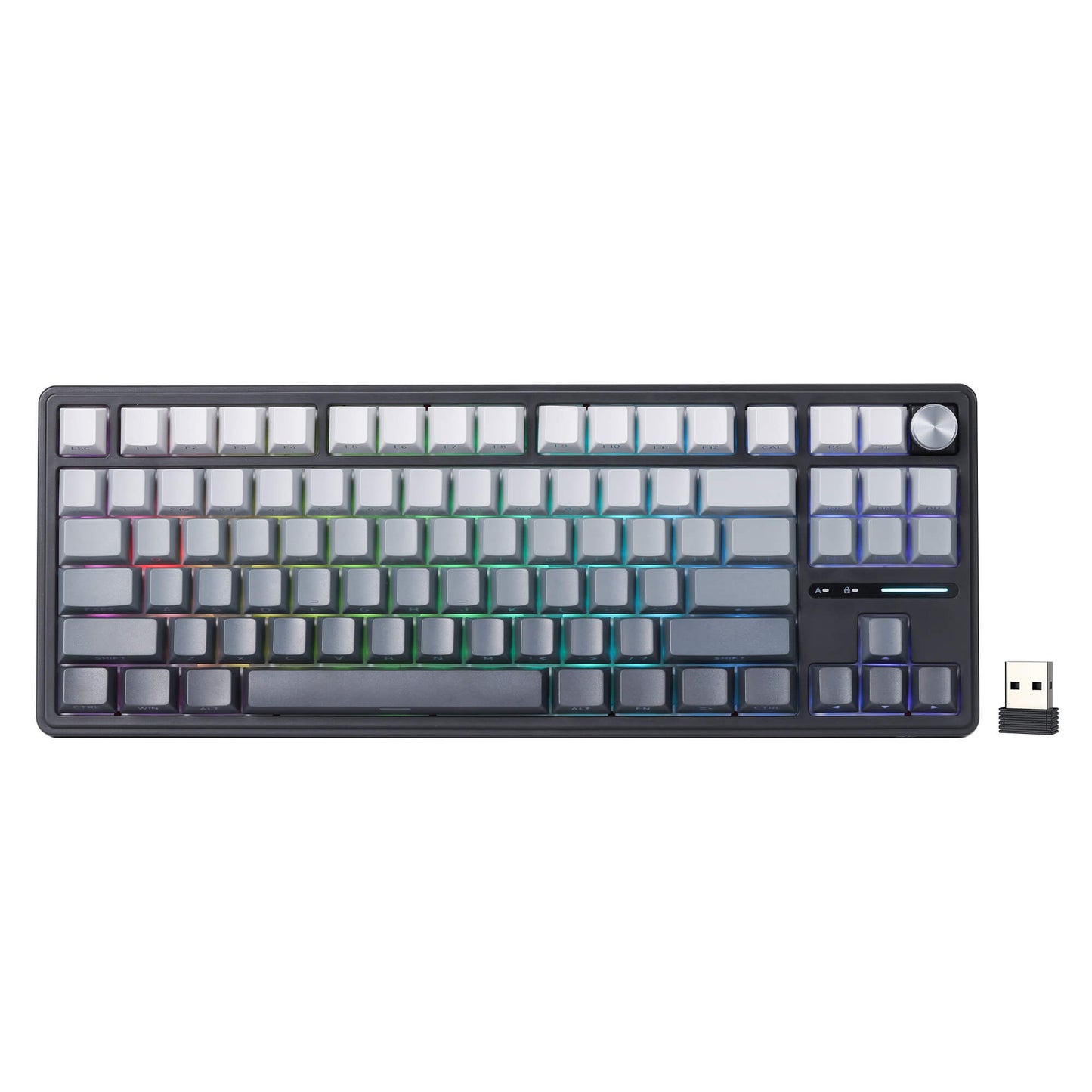 RK ROYAL KLUDGE R87 Pro Wireless Mechanical Keyboard with Knob, 75 Percent RGB Gaming Keyboard w/Bluetooth/2.4G/Wired Modes, Side Printed PBT Keycap, QMK/VIA, Gasket Hot Swappable Linear Matcha Switch