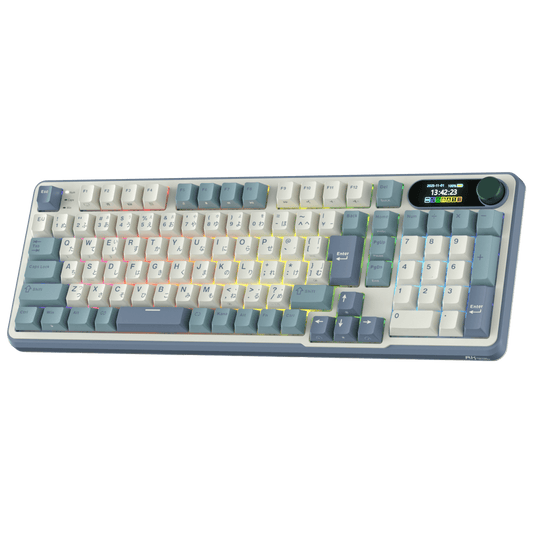 RK ROYAL KLUDGE S98 JP メカニカルキーボード、スマートディスプレイとボタン付き、トップマウント 96% ワイヤレスメカニカルキーボード BT/2.4G/USB-C、ホットスワップ可能、ソフトウェアサポート、98キー、日本語QWERTYレイアウト