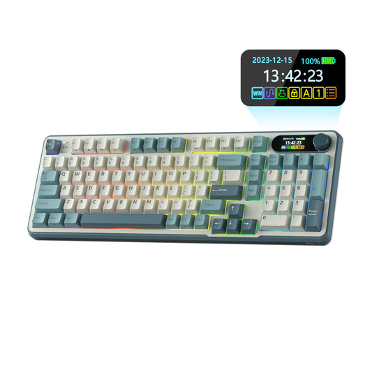 RK ROYAL KLUDGE S98 Wireless Hot-Swappable RGB Keyboard, Sky Blue