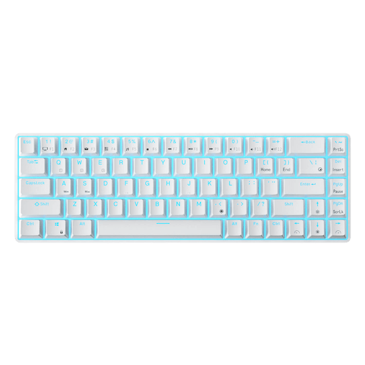 RK68 65% Wireless Mechanical Keyboard with compact 68-key layout, comparing size to standard full-size keyboards