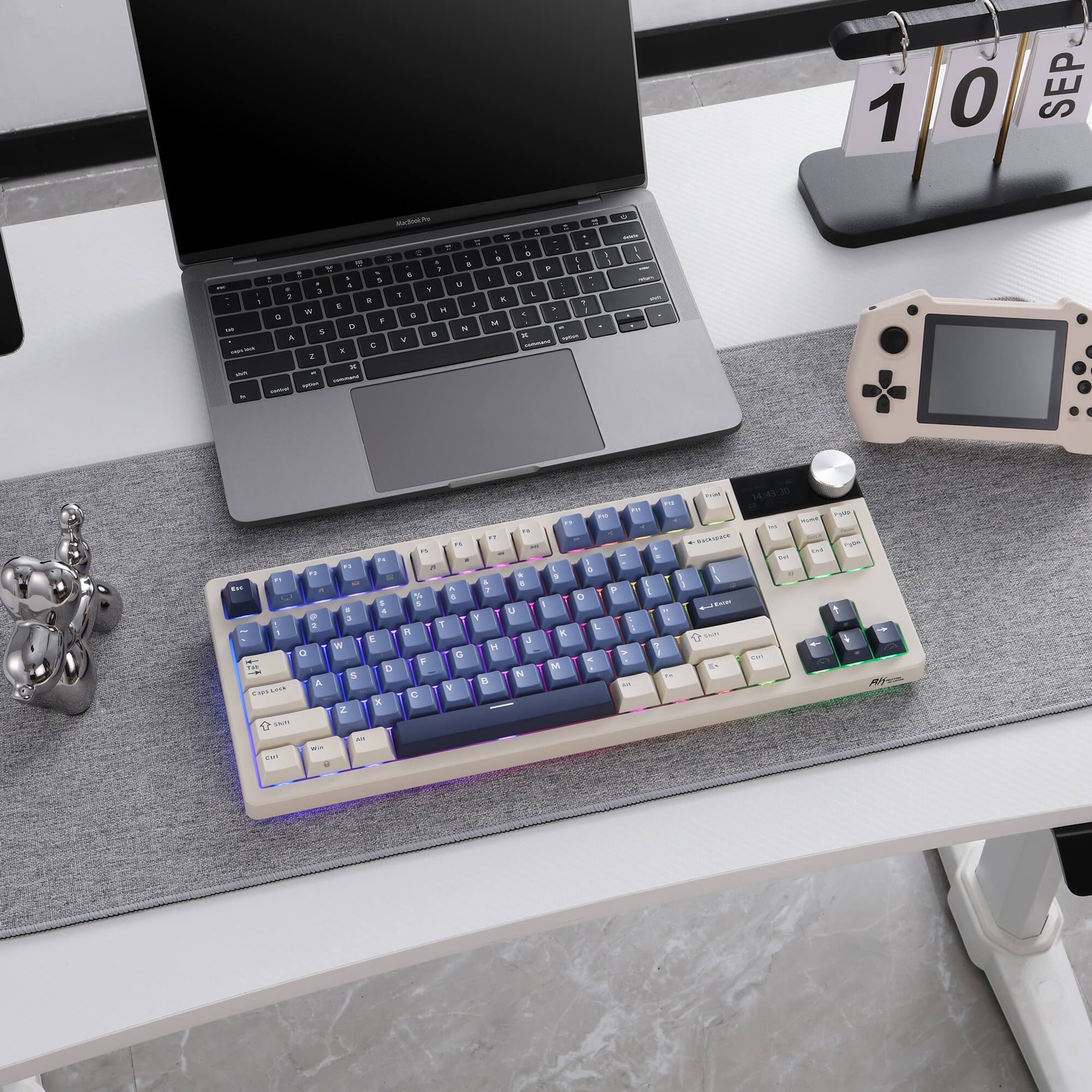 RK ROYAL KLUDGE S85 85-Key TKL Wireless Gaming Keyboard – Gasket-Mounted Design, Hot-Swappable Linear Cloud Switches, Cherry-Profile PBT Keycaps, 7200mAh Battery, OLED Display, Rotary Knob, Triple-Mode Connectivity (2.4GHz, Bluetooth, USB-C)