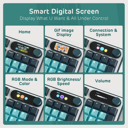 Smart digital screen on S98 keyboard with various functions displayed.