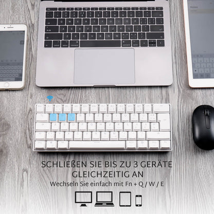 RK ROYAL KLUDGE RK61-DE QWERTZ Kabelgebundene / Bluetooth 60% Mechanische Tastatur