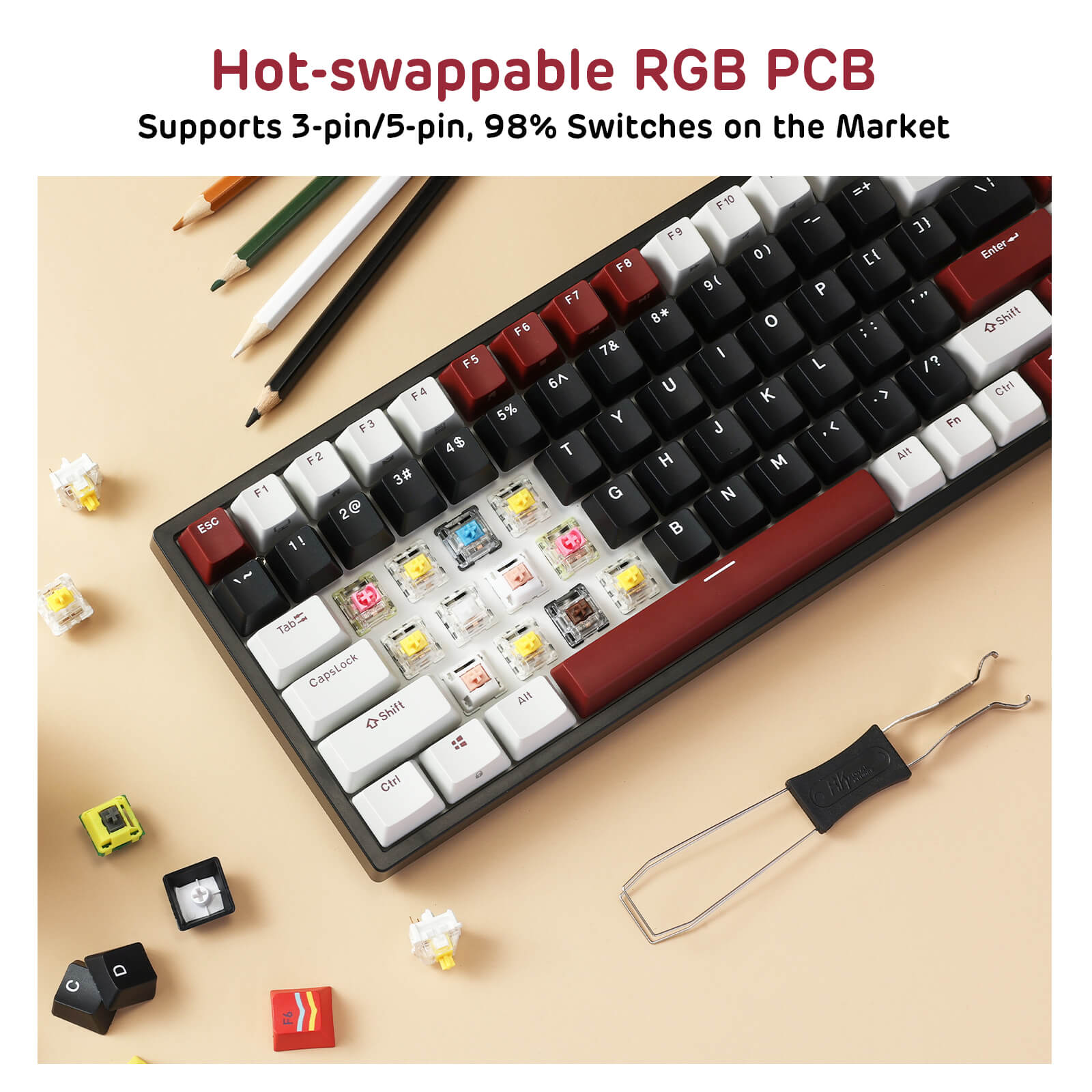 75% Triple Mode BT5.02.4GUSB-C Hot Swappable Mechanical Keyboard