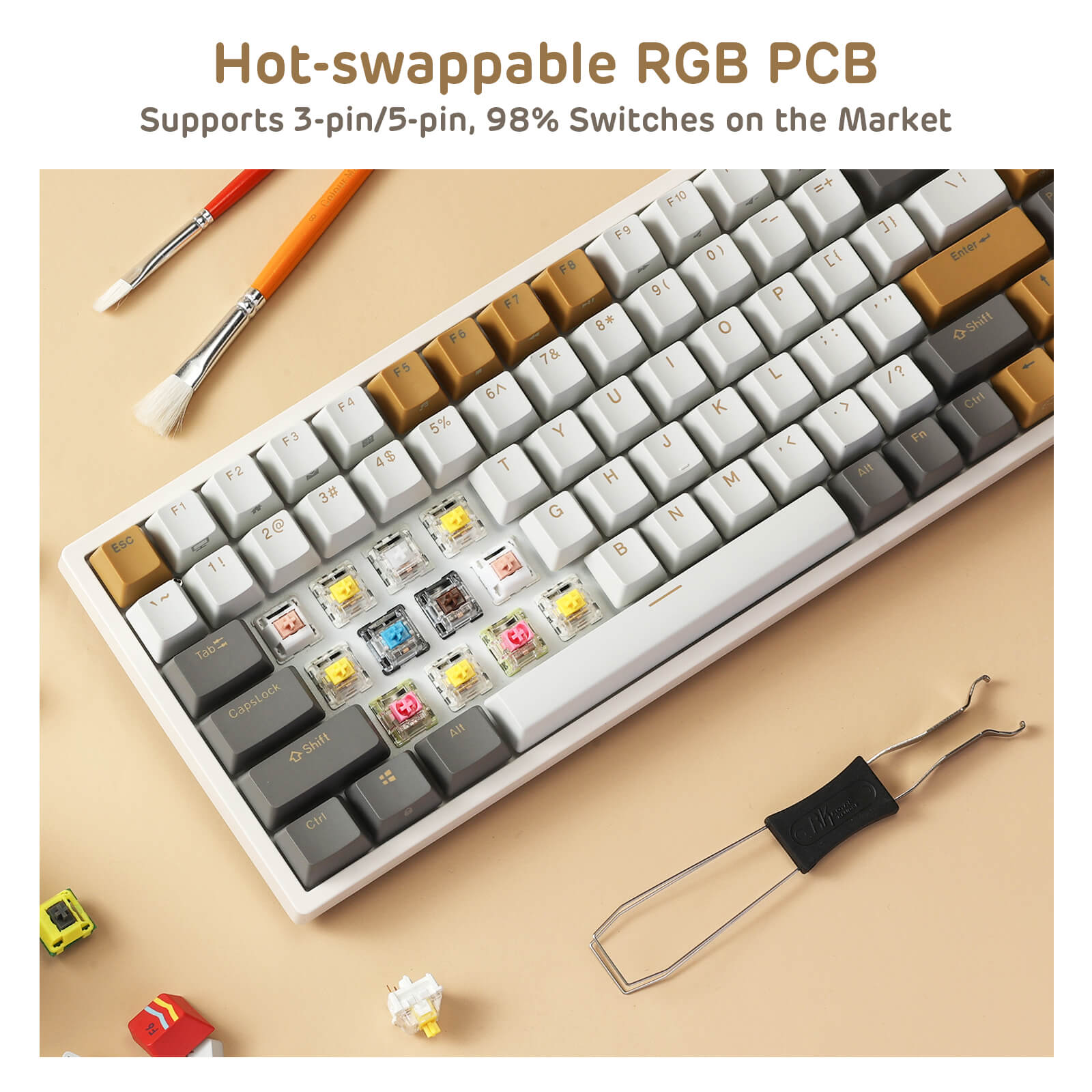 75% Triple Mode BT5.02.4GUSB-C Hot Swappable Mechanical Keyboard