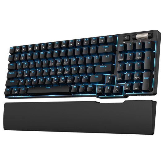 RK96 96% Wireless Hot-Swappable RGB Tri-mode Mechanical Gaming Keyboard in Balck with Wrist Rest for Comfortable Typing