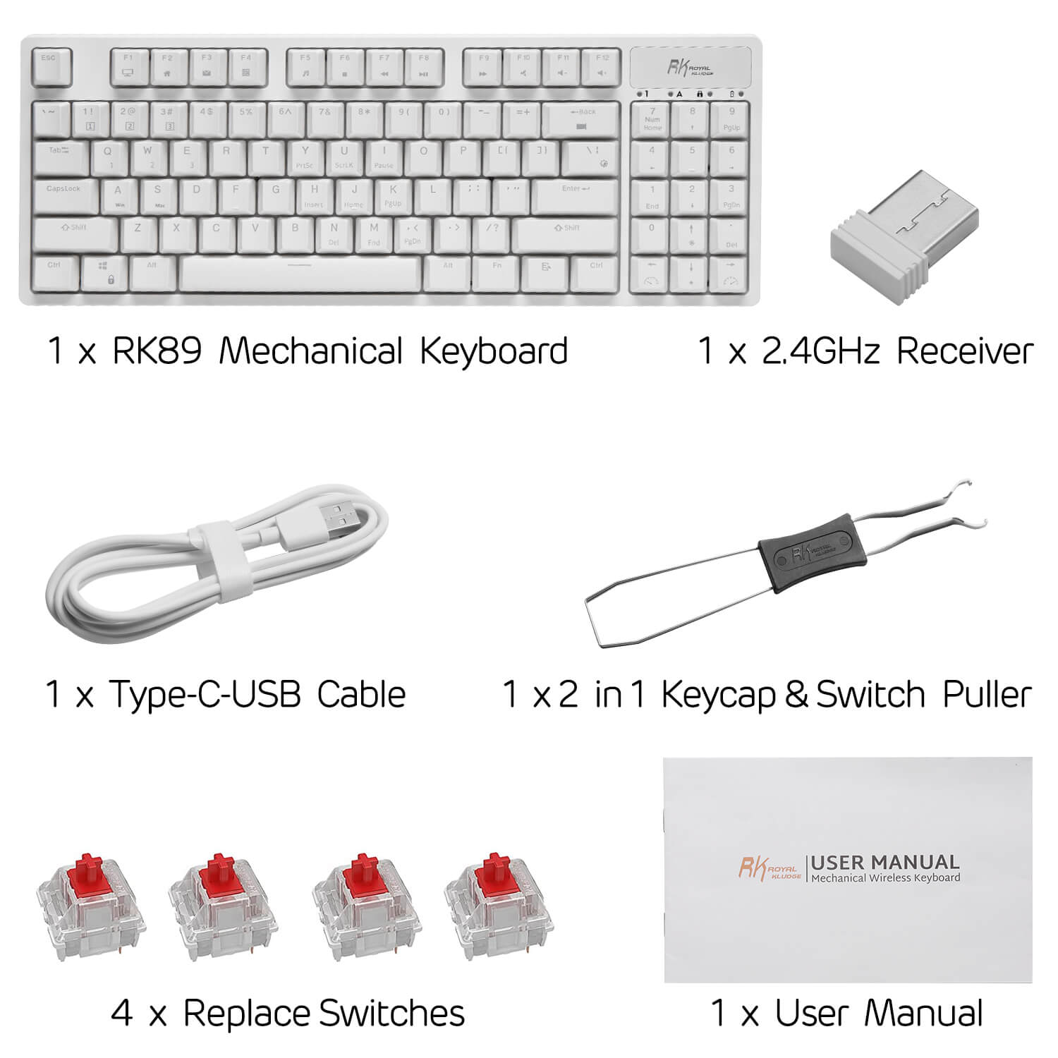 RK89 85% Triple Mode BT5.02.4GUSB-C Hot Swappable Mechanical Keyboard