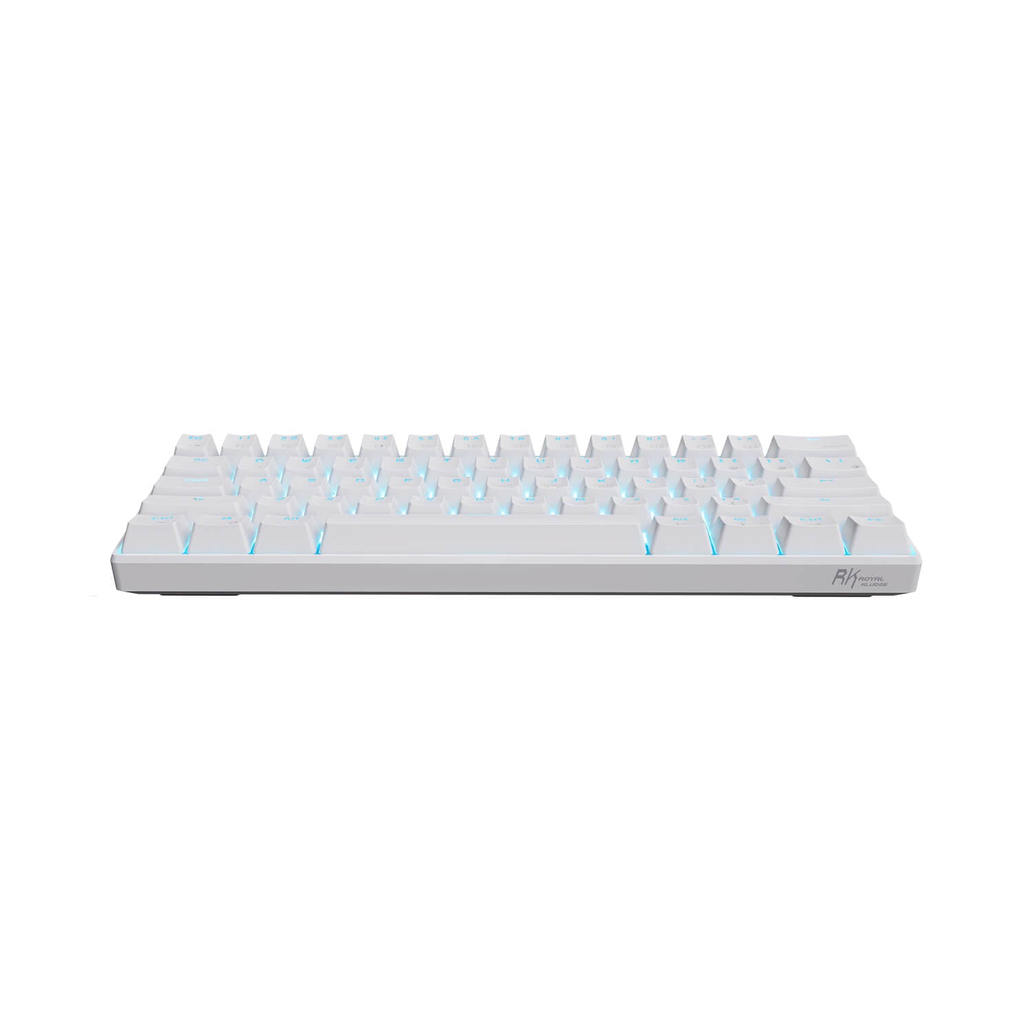 Royal Kludge RK61 Wireless 60% Mechanical Gaming Keyboard, White- Compact and Portable with Blue Single Backlit