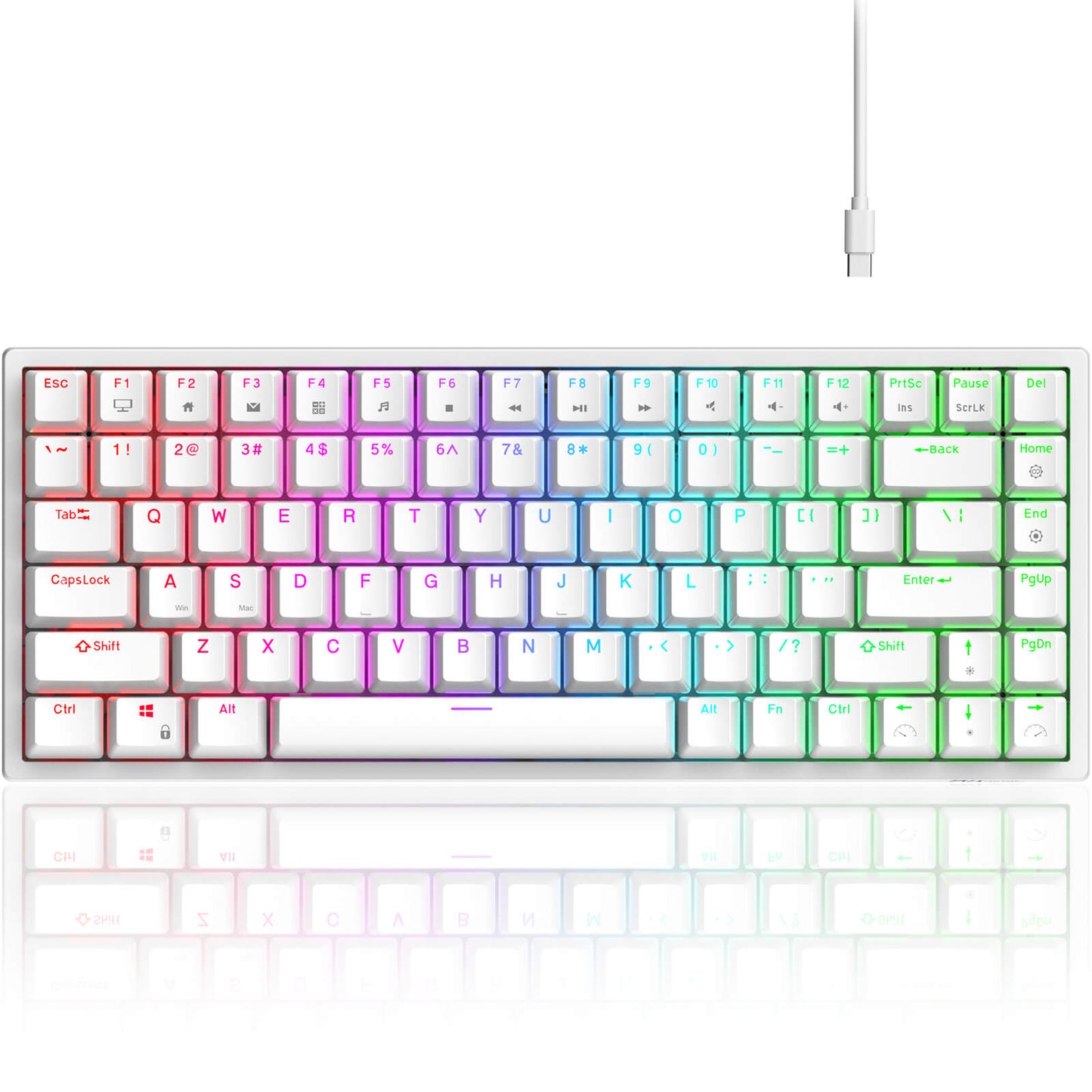 compact gaming keyboard RK ROYAL KLUDGE RK84 Wired RGB 75% Hot Swappable Mechanical Keyboard, 84 Keys Tenkeyless TKL Gaming Keyboard w/Programmable Software and High-Capacity Battery, RK Red Switch