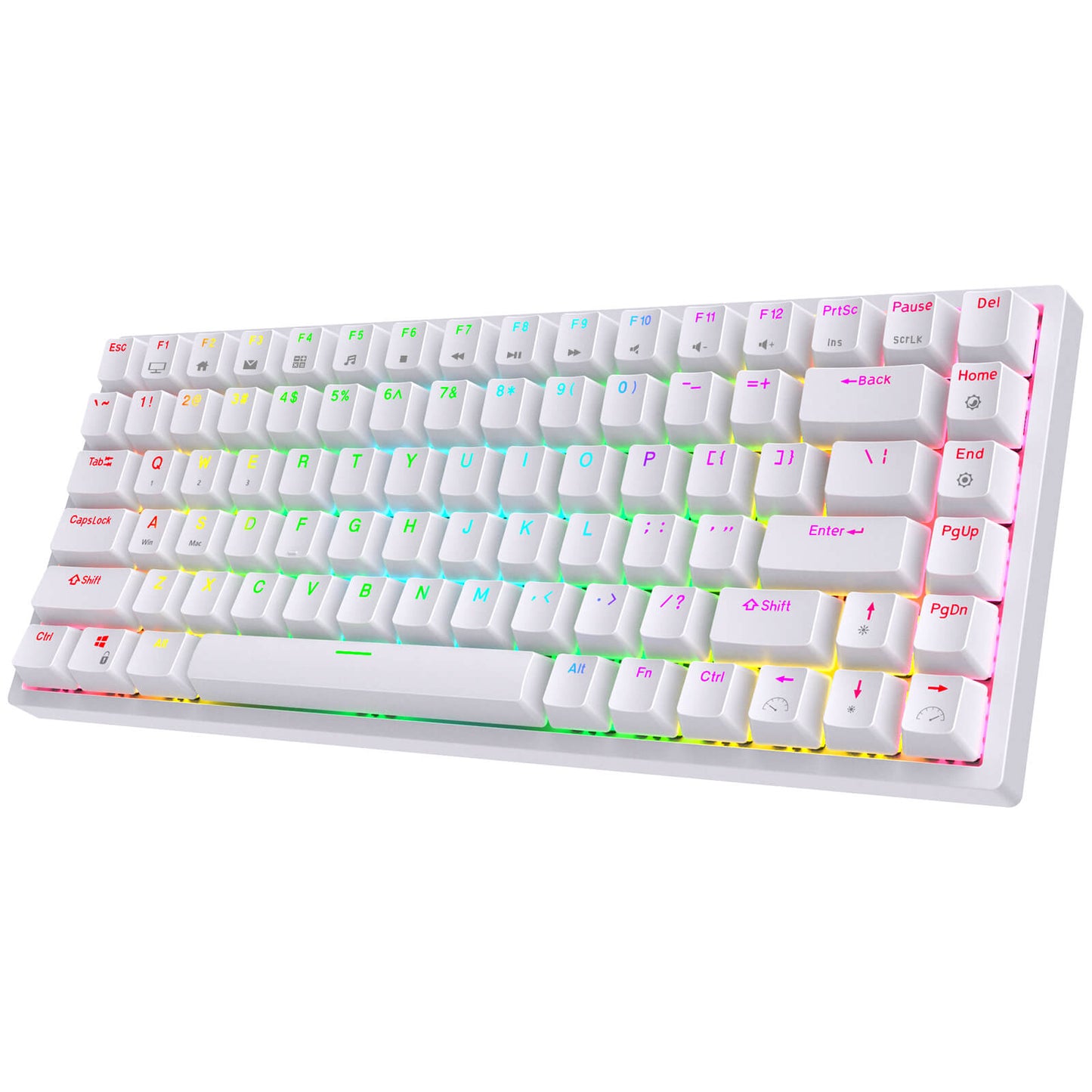 RK84 75% Wireless Mechanical Keyboard, White, RGB Backlit Compact Keyboard for Gaming