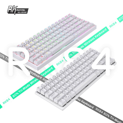 RK84 75% Mechanical Keyboard, White and Black Variants, Compact Design for Gamers